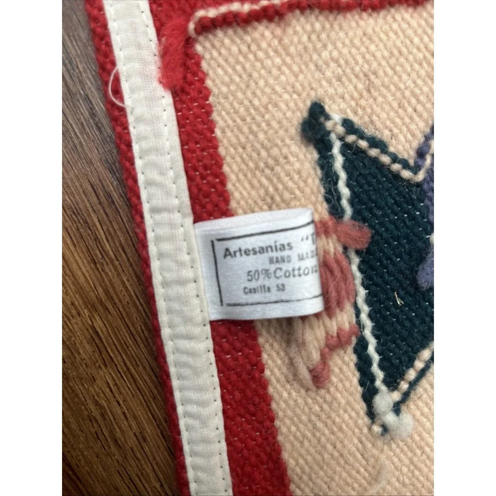 Handmade In Ecuador Handwoven Wool Bird‎ Tapestry Wall Hanging Rug Folk Art 26